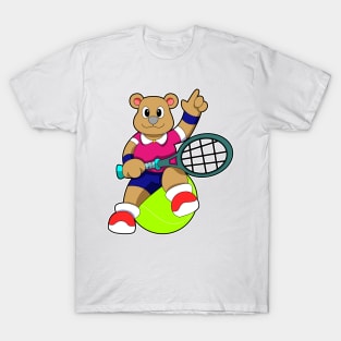 Bear at Tennis with Tennis racket & Tennis ball T-Shirt